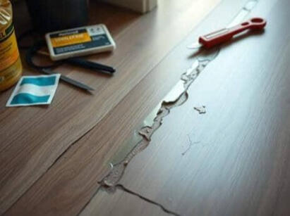 Possible insect infestation of the flooring material.